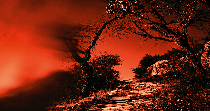 Photo of an impression of Hell, Dark, Red and Ominous. Photo by Jr Korpa on Unsplash